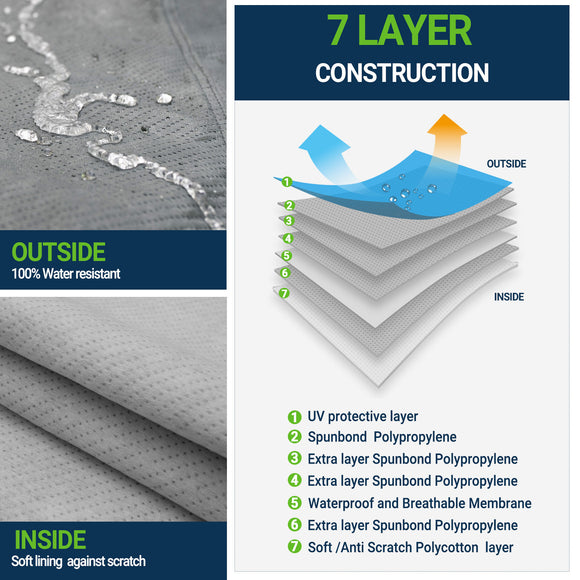 All-Weather Waterproof SUV Cover – 7-Layer Non-Woven Cotton, Full Exterior Protection from Snow, Rain, Sun & Winter Conditions