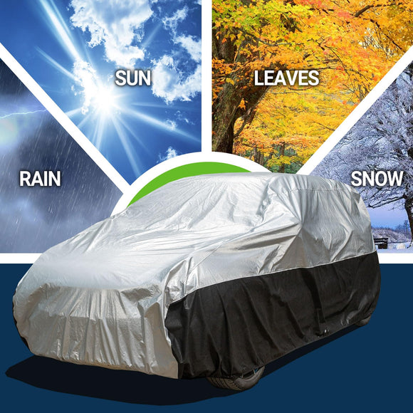 Ultimate Plus SUV Cover – Aluminum with Soft Cotton Fleece Lining, Windproof Tie-Down Straps for Secure Fit