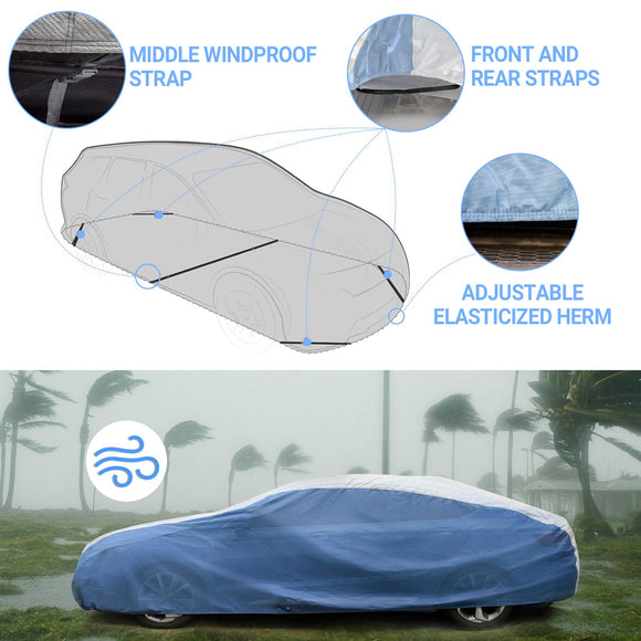 Hyvek All Weather Waterproof Car Cover Breathable and UV Protection White/Blue
