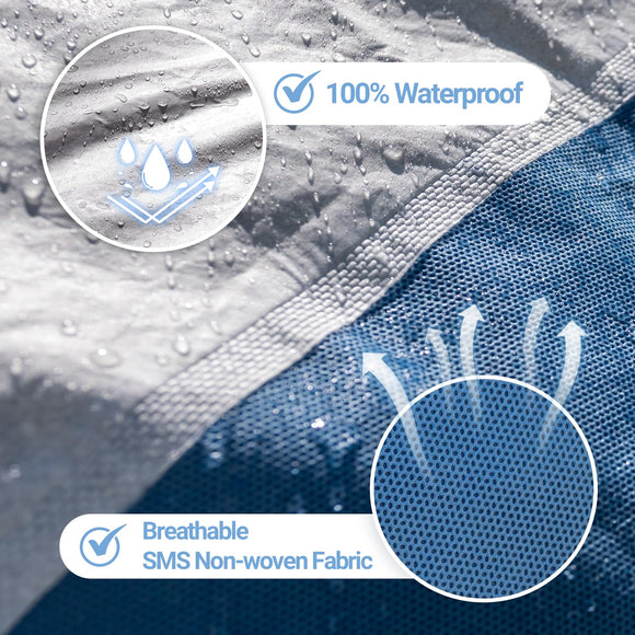 Hyvek All Weather Waterproof Car Cover Breathable and UV Protection White/Blue