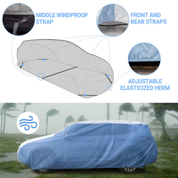 Hyvek All Weather Waterproof SUV Cover Breathable and UV Protection White/Blue