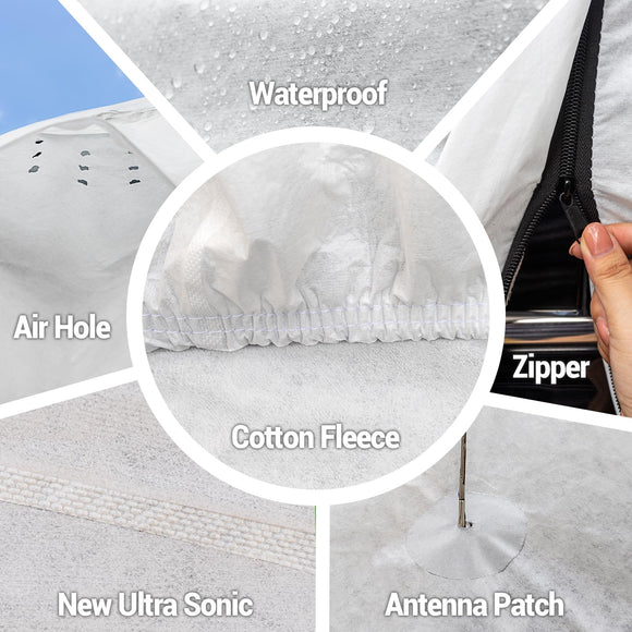 Hyvek All Weather Waterproof SUV Cover Breathable and UV Protection with Ventilation Window and Door Zipper