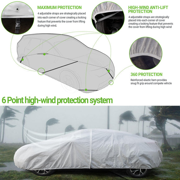 Hyvek All Weather Waterproof Car Cover Breathable and UV Protection with Ventilation Window and Door Zipper