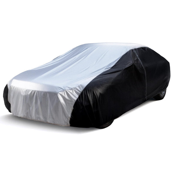 Luxury Carbon Fiber All-Weather Car Cover – Full Exterior Protection with Zipper, UV, Rain, Snow & Wind Resistant for Outdoor Use