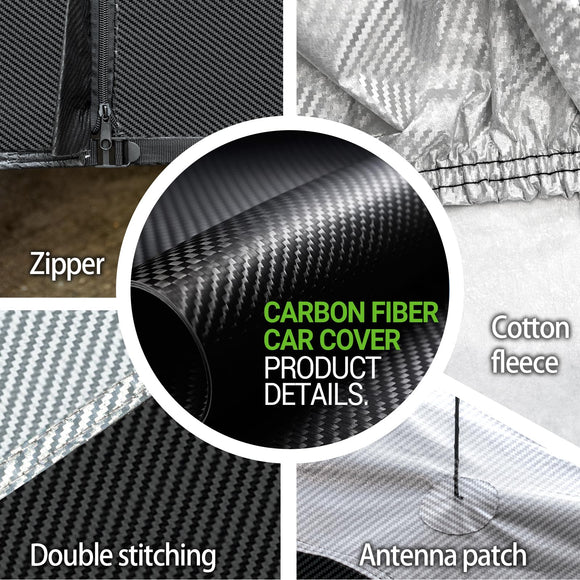 Luxury Carbon Fiber All-Weather SUV Cover – Full Exterior Protection with Zipper Door, UV, Rain, Snow & Wind Resistant for Outdoor Use