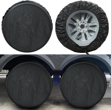 Carbon Fiber Tire Cover, Fit Truck SUV RV Trailer Camper 4pack(Black) - 0