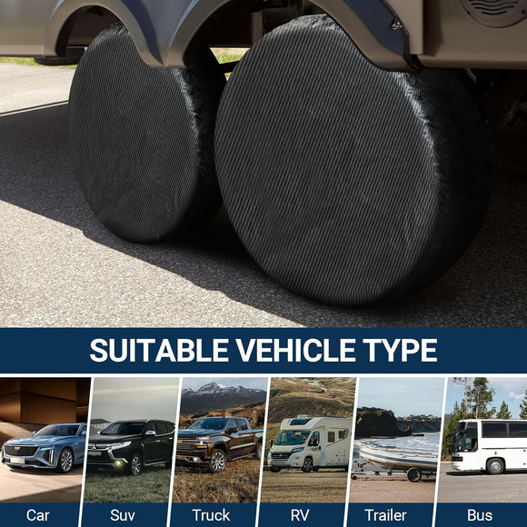 Carbon Fiber Tire Cover, Fit Truck SUV RV Trailer Camper 4pack(Black)