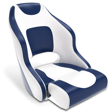 Buy model-c-white-blue Premium Boat Seats | Two Tone Captain's Bucket Boat Seats