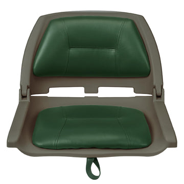 Buy brown-shell-w-green-leather Folding Molded Padded Boat Seat – Comfortable Fishing Seat with Backrest （ 1 seat ）