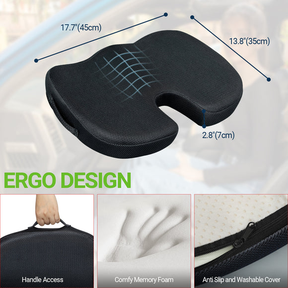 Gel Memory Foam Seat Cushion for Tailbone Pain Relief
