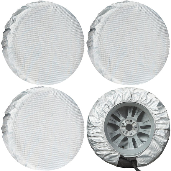 Carbon Fiber Tire Cover, Fit Truck SUV RV Trailer Camper 4pack(Silver)