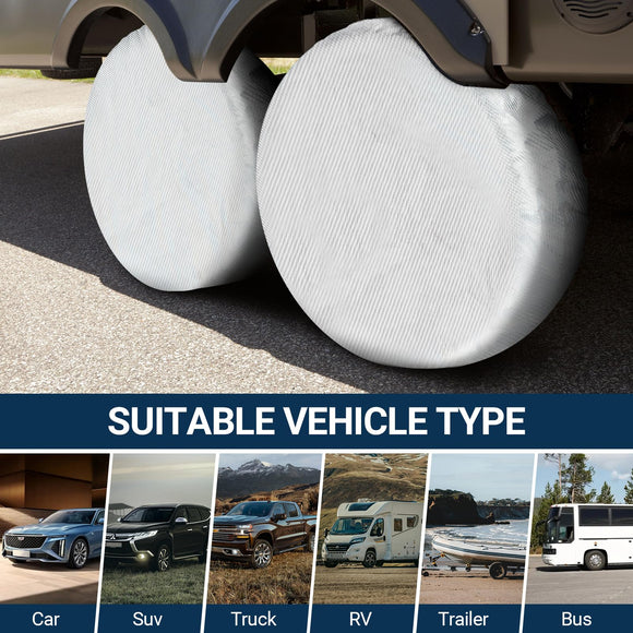 Carbon Fiber Tire Cover, Fit Truck SUV RV Trailer Camper 4pack(Silver)