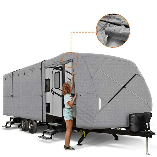 Travel Trailer RV Cover 230T Ripstop Diamond GRAY