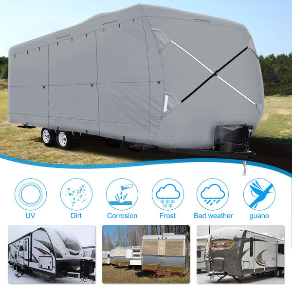 Travel Trailer RV Cover 230T Ripstop Diamond GRAY