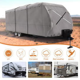 Travel Trailer RV Cover 300D Top Premium Fabric GRAY - 0