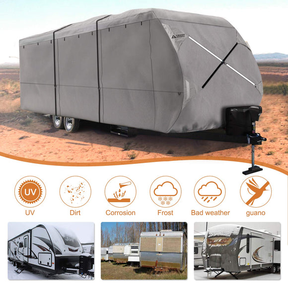 Travel Trailer RV Cover 300D Top Premium Fabric GRAY