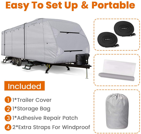 Travel Trailer RV Cover with 300D Ripstop Polyester