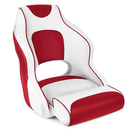 Buy model-a-white-red-red-piping Premium Boat Seats | Two Tone Captain's Bucket Boat Seats