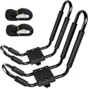 Leader Accessories Kayak Rack 2 Pair J Bar On Roof Top Mount Crossbar with 4 pcs Tie Down Straps