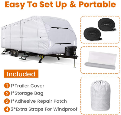 Travel Trailer RV Cover 210D Ripstop Diamond Silver Waterproof - 0