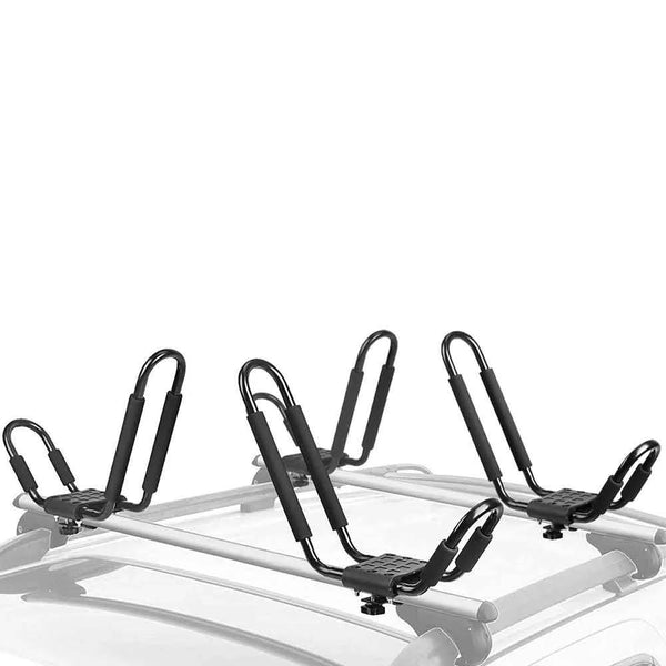 Leader Accessories Kayak Rack 2 Pair J Bar On Roof Top Mount Crossbar with 4 pcs Tie Down Straps