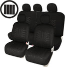 Embossed Cloth Grey 17pcs Car Seat Covers Full Set - Universal Fits Trucks SUV-8