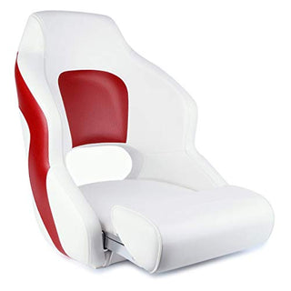Buy model-a-white-red Premium Boat Seats | Two Tone Captain&#39;s Bucket Boat Seats Model A