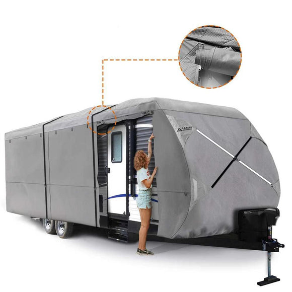 Travel Trailer RV Cover 300D Top Premium Fabric GRAY