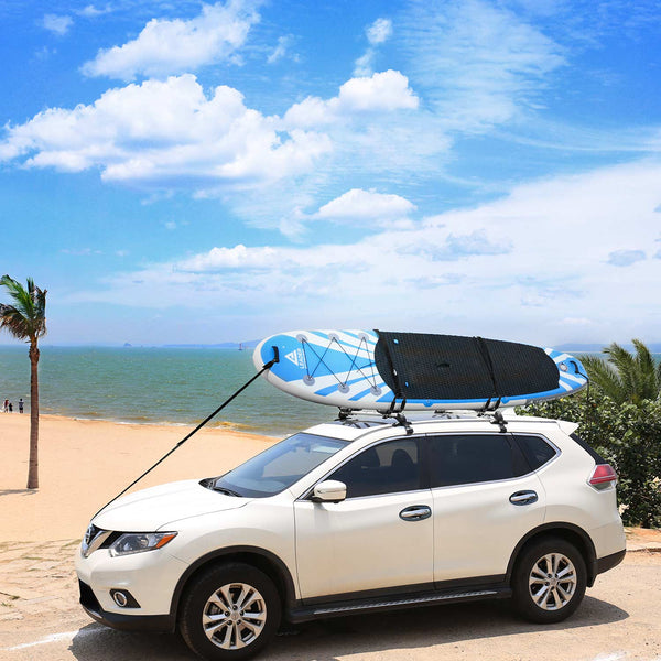 Leader Accessories Kayak Rack 2 Pair J Bar On Roof Top Mount Crossbar with 4 pcs Tie Down Straps